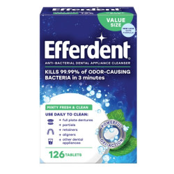 Efferdent Anti-Bacterial Denture Cleanser Mint, 126 pcs