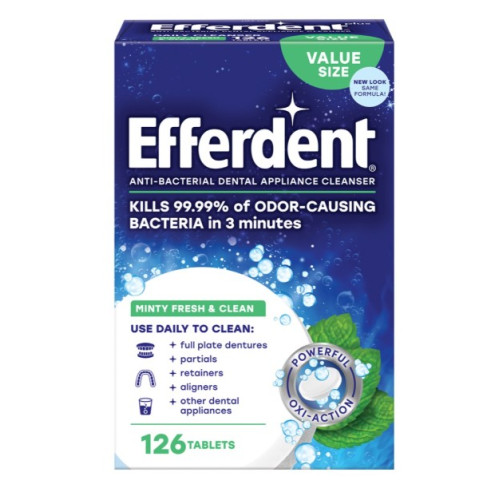 Efferdent Anti-Bacterial Denture Cleanser Mint, 126 pcs